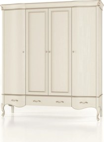Dulap lemn masiv Celisea 4 Uși 4 Sertare, 200 × 63 × 220 cm - Ivoire