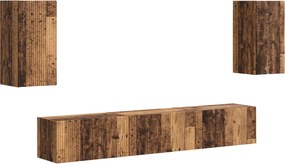 vidaXL Set comodă TV Pe perete 5 pcs Lemn vechi Lemn compozit