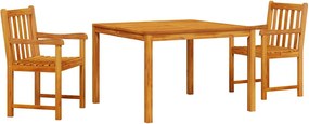 vidaXL Set de masă pentru grădină 3 pcs Maro Lemn masiv de acacia