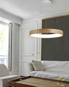 Lustra LED aplicata moderna design lemn natural 45cm Silvam