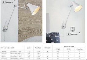 Aplica moderna design retro Triple Joint alb/crom 6302WH SRT