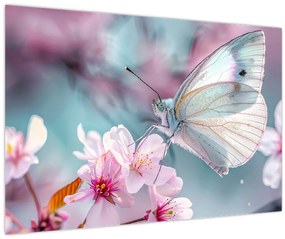 Tablou - Fluture pe un cireș (90x60 cm)