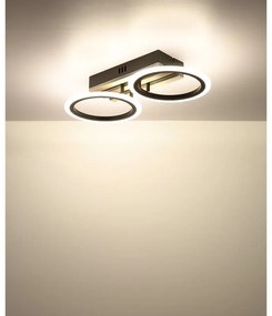 Plafoniera LED CCT BLEVINS riflaj MDF cu efect de lemn