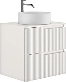 Set dulap baza suspendat Gala Canaletto 2 sertare 60 cm cu blat finisaj alb mat