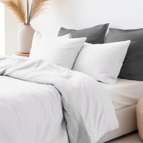 Goldea lenjerie de pat din 100% bumbac - buline gri pe alb 140 x 200 și 50 x 70 cm
