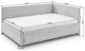 Pat pentru copii roz pe colț tapițat cu spațiu de depozitare cu somieră 140x200 cm Cool – Meise Möbel