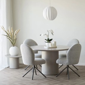 Scaun de dining Lana cu rotire, cataramă, culoare nisip, picioare gri