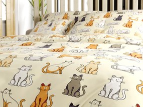 Lenjerie de pat din polibumbac COLORED CATS POLY crem Dimensiune lenjerie de pat: 70 x 90 cm | 140 x 200 cm