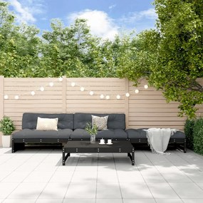 3186631 vidaXL Set mobilier relaxare de grădină 4 piese, negru, lemn masiv pin