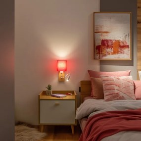 Lampă LED de perete Brilagi NUBILA WOOD 1xE27/25W/230V + LED/3W stejar/roz