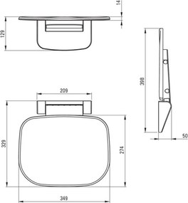 VITAL – Scaun de baie pliabil, montare pe perete, finisaj Bianco (NIV_A51B) 🤍