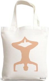 Sacosa de Panza pentru Cumparaturi, Geanta Tote Yoga 1, 38x34.5 cm, Alba, BEKZ®