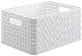 Coș de depozitare din plastic reciclat alb Country - Rotho