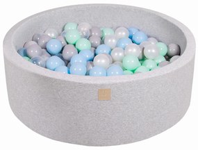 Meowbaby – Piscina rotunda 90x30 cm cu 200 mingi pentru copii – Light Grey