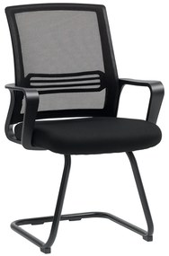 HOMCOM Scaun de birou din plasă fără roți, bază tip sanie, pentru sală de conferință, așteptare, recepție, negru | Aosom Romania