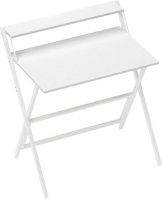 HOMCOM Birou Pliabil cu Poliță pentru Monitor, 81.5x62x86.5 cm Alb | Aosom Romania