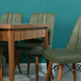 Set masa extensibila cu 6 scaune tapitate Homs cargold 250-30050 negru-VERDE,170 x 80 cm