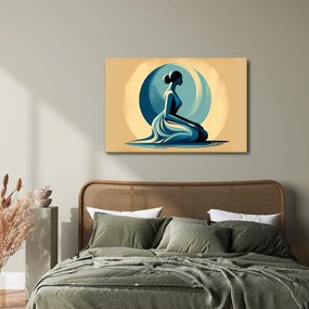 Tablou femeie meditând în albastru