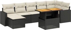 vidaXL Set mobilier de grădină cu perne, 8 piese, negru, poliratan