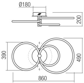 Lustră LED aplicată dimabilă Redo 01-2226 SPELL LED/54W/230V 3000K crom