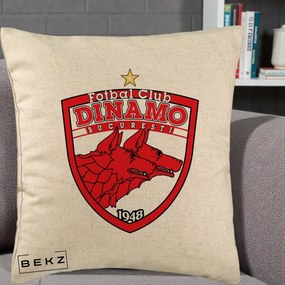 Perna Personalizata FC Dinamo Bucuresti 1948 Fotbal, 40x40 cm, Bej, Husa Detasabila, Perna Inclusa, BEKZ®