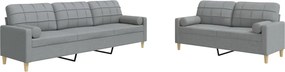 vidaXL Set de canapele cu perne, 2 piese, gri deschis, textil