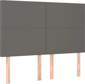 vidaXL Tăblie de pat gri 144x5x118/128 cm piele ecologică