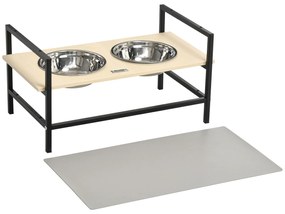 PawHut Suport de boluri câini înălțat dublu cu 2 boluri demontabile din oțel, înălțime reglabilă 11/21,5/32 cm și 1 covoraș | Aosom Romania