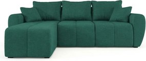 Coltar extensibil reversibil SEVIO 246x145 cm, verde sticla + 2 pernite GRATUIT