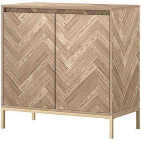 HOMCOM Mobilier de depozitare bufet cu 2 uși în șevalet, raft reglabil și picioare din oțel, dim. 78 x 40 x 78 cm, stejar | Aosom Romania