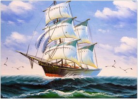 Tablou - Vapor pe valuri (70x50 cm)