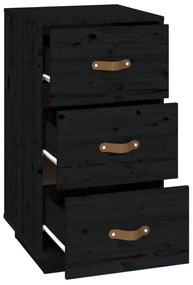 Noptiere, 2 buc., negru, 40x40x75 cm, lemn masiv de pin 2, Negru