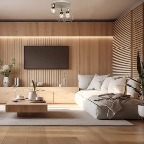 Plafonieră PARKLA, 3xE27/15W/230V, bej/auriu