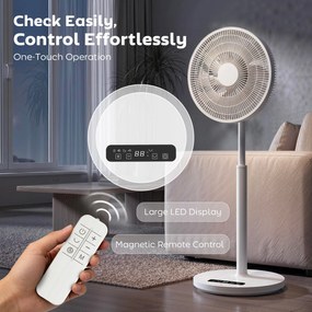 HOMCOM Ventilator pe picior, diametru 39 cm, 12 viteze, 4 moduri, temporizator 9H, oscilație 120°, înălțime reglabilă, alb | Aosom Romania