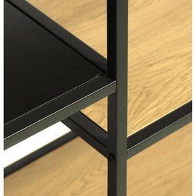 Bibliotecă neagră/în culoare naturală cu aspect de lemn de stejar 80x146x35 cm Altino – Unique Furniture