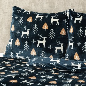 Lenjerie pat 2 pers. 4Home Nordic Deer microflanel, 160 x 200 cm, 70 x 80 cm