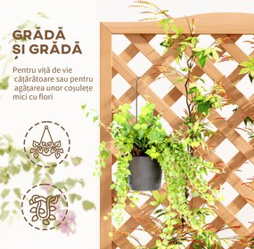Outsunny Jardinieră cu Grilaj pentru Plante Cățărătoare și Bază Spațioasă, 76x36x170 cm, Maro | Aosom Romania