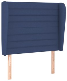 3118092 vidaXL Tăblie de pat cu aripioare, albastru, 103x23x118/128 cm, textil