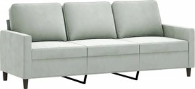 vidaXL Canapea cu 3 locuri, gri deschis, material 180CM catifea