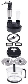 Robot de bucatarie 14 in 1 Camry CR 4623, 1600W, 2 l, Blender, Tocator, Accesorii, Turbo, Inox/Negru