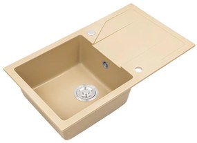 Chiuvetă pătrată Gori cu o singură lavoar + picurator din granit bej