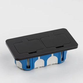 Priză dublă încastrabilă de podea de exterior Solight 5B323B IP55 negru dreptunghiular
