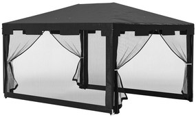 Outsunny Foisor 4x3 m cu Plasa de Tantari si 2 Intrari, Foisor de Gradina din Metal si PE, Gri Inchis