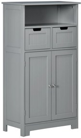 kleankin Mobilier de baie cu 2 sertare, raft, dulap cu ușă, raft reglabil, 60 x 30 x 109 cm, gri | Aosom Romania