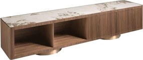 Comoda TV din furnir de nuc cu blat marmura portelanata Walnut