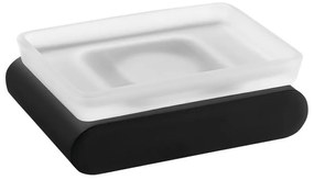 Săpunieră negru-mat de montat pe perete din sticlă Flori – Sapho