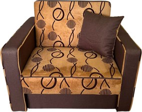 Fotoliu SAMY NEXT extensibil, cu lada de depozitare, stofa maro, cadru metalic, 103x100x92 Stofa, Maro + Bej