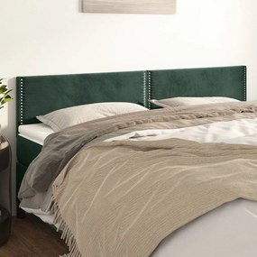 345981 vidaXL Tăblii de pat, 2 buc, verde închis, 90x5x78/88 cm, catifea