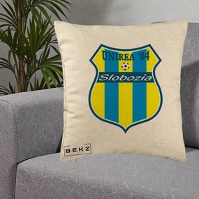 Perna Personalizata Unirea '04 Slobozia Fotbal, 40x40 cm, Bej, Husa Detasabila, Perna Inclusa, BEKZ®