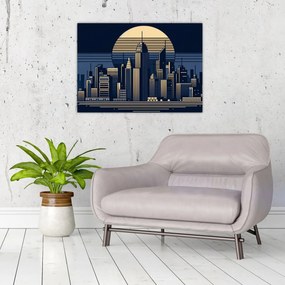 Tablou pe sticlă – Oraș geometric (70x50 cm)